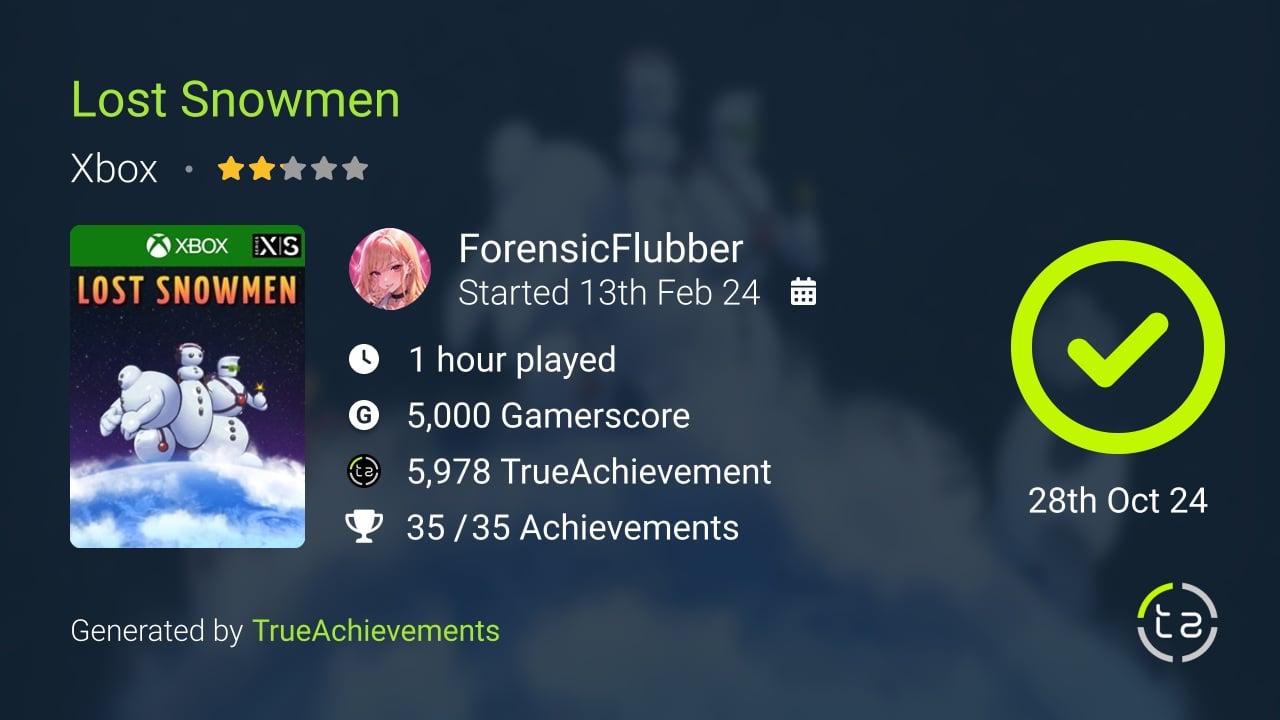 Lost Snowmen achievement summary